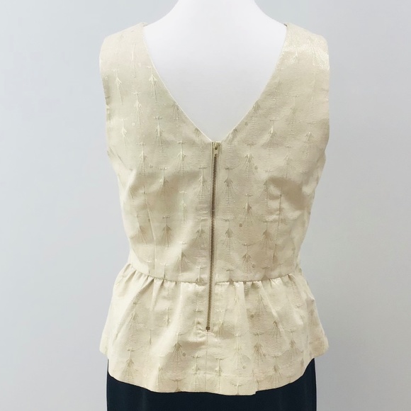 H&M size 12-14 sleeveless gold brocade top with gathered waist - Picture 4 of 7